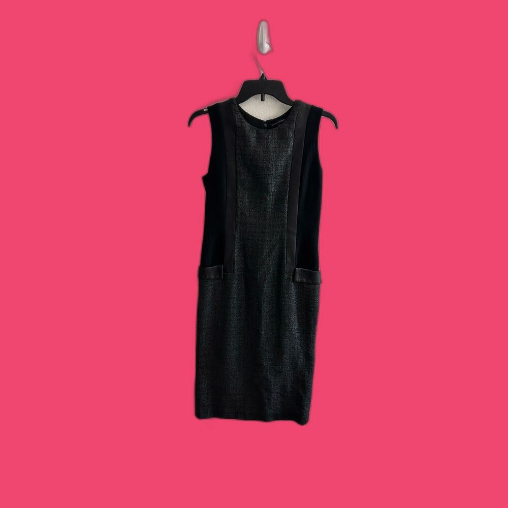 Jonathan Saunders Womens Leather Textured Sleeveless Sheath Dress Black Size 36